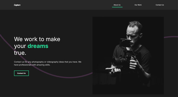 Capture project, website for video studio to show clients their work.