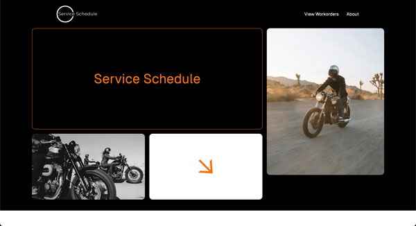 Service Schedule app for a motorcycle service department.